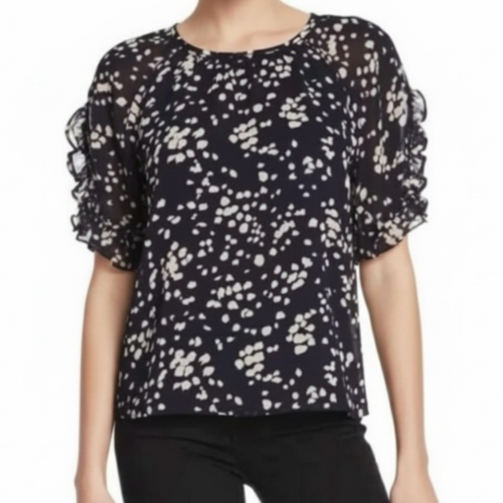 Madewell Memento Blue Ruffle Short Sleeve Top S Cottagecore